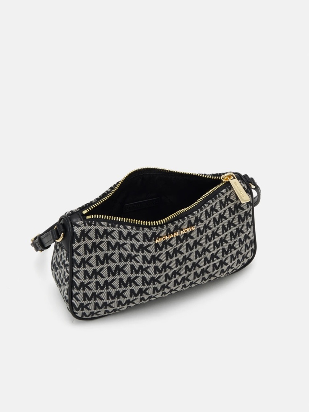 Michael Kors Black and Cream MK Logo Shoulder Bag - Picture 5 of 6